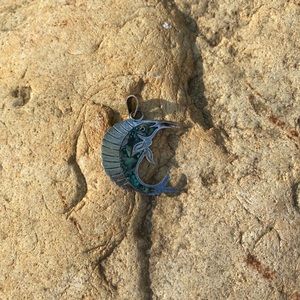 Vintage Sterling Silver Swordfish Abolone Charm